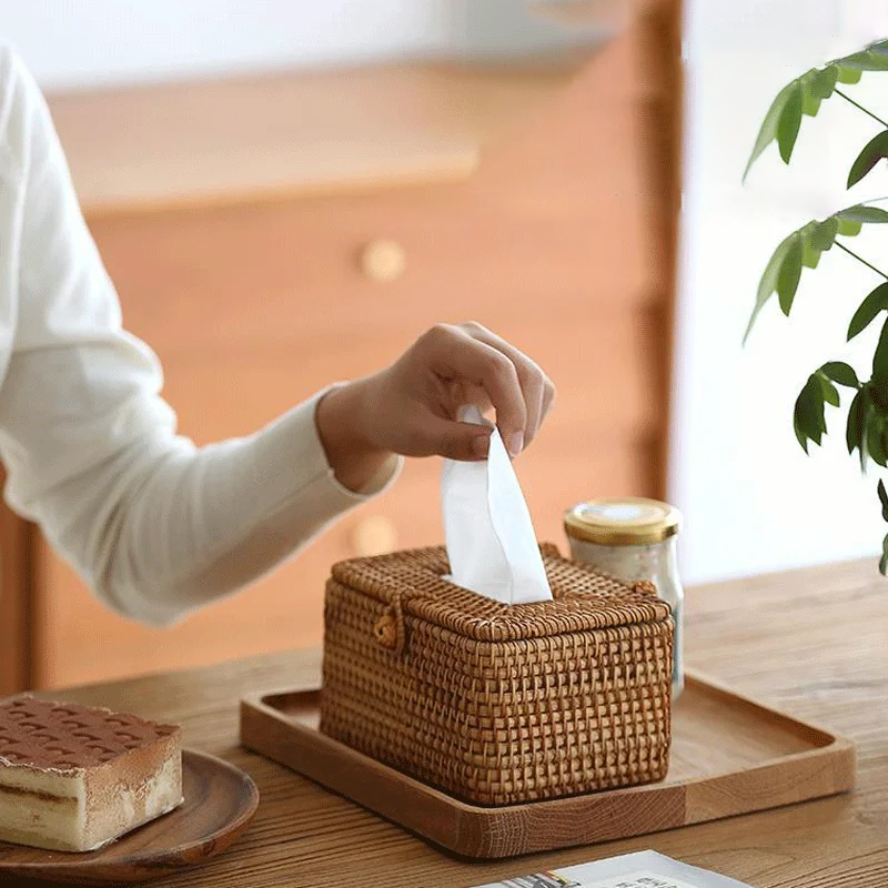 LuxeWeav Rattan Tissue Box